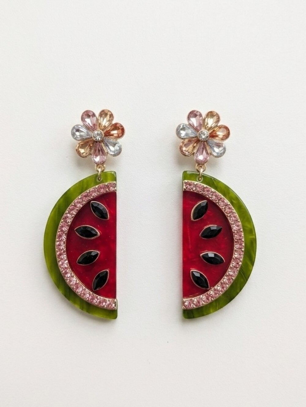 Lane Bryant Watermelon Slice Rhinestone Drop Earrings